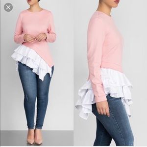 Kosmios Asymmetrical Ruffle Long Sleeve Top
